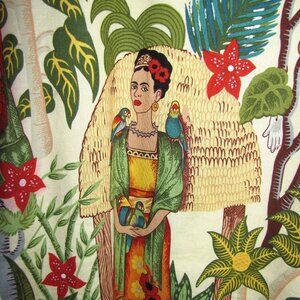 Frida Kahlo Custom Made Puff Sleeve Boxy Cotton Top Sz XL